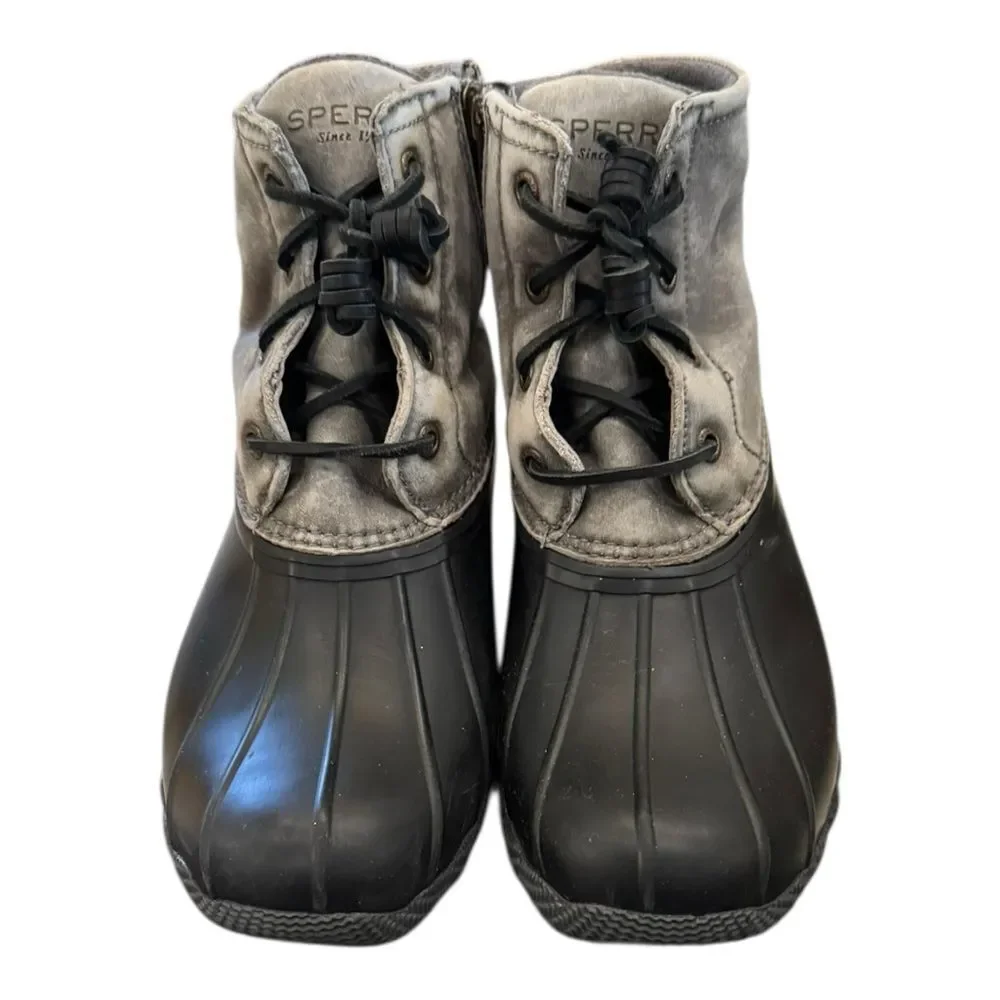 Sperry Top Sider 81732 Women’s Saltwater Black Grey Duck Boots 7